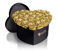 Aluisi Fiori - Cuore Rose Oro Stabilizzate - Flower Box Nera - Simbolo di Amore Prezioso ed Evento Prezioso