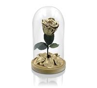 Aluisi Fiori - Rosa La Bella e La Bestia Oro - Base in Legno Naturale Senza LED - Rosa Stabilizzata Simbolo di Amore eterno e Valore, Perfetta per omaggi di Classe e Ambienti ricercati.