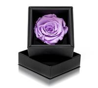 Aluisi Fiori - Rosa Stabilizzata Viola - Cofanetto Nero - rosa singola eterna perfetta per anniversario, compleanno, festa della donna o come decorazione floreale esclusiva e raffinata.