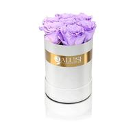 Aluisi Fiori - Rose Stabilizzate in Elegante Flower Box Bianca - 7 Rose Viola - Rose Vere Eterne - Idea Regalo per Lei e per Lui per Anniversario, Compleanno, Matrimonio ed Eventi Speciali.