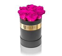Aluisi Fiori - Rose Stabilizzate in Elegante Flower Box Nera - 7 Rose Fucsia - Rose Vere Eterne - Idea Regalo per Lei e per Lui per Anniversario, Compleanno, Matrimonio ed Eventi Speciali.