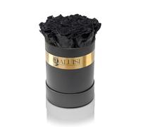Aluisi Fiori - Rose Stabilizzate in Elegante Flower Box Nera - 7 Rose Nere - Rose Vere Eterne - Idea Regalo per Lei e per Lui per Anniversario, Compleanno, Matrimonio ed Eventi Speciali.