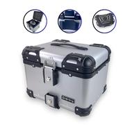 Alukoffer Pro3 45 L Silber Set Completo Topcase Träger UNi MotorsportGoetz