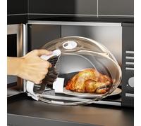 Alula777 26 x 9 cm, campana a microonde, campana in vetro imitazione, coperchio a microonde cortile ciotola con manico, fori di vapore regolabili, coperchio perfetto per piccoli e grandi forno a