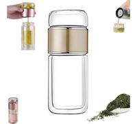Alula777 - Infusore per tè intelligente 3 in 1, in vetro, a doppia parete, con filtro in acciaio inossidabile 304, pronto per il caldo e il freddo, design Flip & Brew