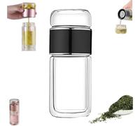 Alula777 - Infusore per tè intelligente 3 in 1, in vetro, a doppia parete, con filtro in acciaio inossidabile 304, pronto per il caldo e il freddo, design Flip & Brew