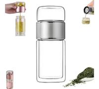 Alula777 - Infusore per tè intelligente 3 in 1, in vetro, a doppia parete, con filtro in acciaio inossidabile 304, pronto per il caldo e il freddo, design Flip & Brew