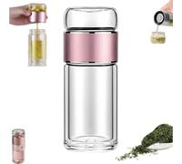 Alula777 - Infusore per tè intelligente 3 in 1, in vetro, a doppia parete, con filtro in acciaio inossidabile 304, pronto per il caldo e il freddo, design Flip & Brew