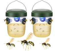 Alula777 Trappola per calabroni asiatiche e vespe per esterni, doppia entrata con selettività, 2 trappole sospese riutilizzabili per giardino/balcone, compatibile con bottiglia di plastica domestica