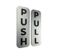 ALÚMADESIGNCO Cartello Di Porta Push Pull - Targhetta Per Porta - Ufficio Segnaletica Adesivi Per Porte - 18 x 6 cm - Autoadhesiva