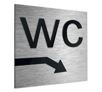 ALÚMADESIGNCO Moderno WC Cartello Bagno - Toilette Freccia Direzione - Cartelli Bagni - Targhetta Per Porta, Segnaletica Uomini e Donne - Autoadhesiva - 120 x 120 mm
