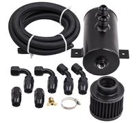 Aluminium 0.75L Baffled Oil Catch Can Bottle AN10 Air Filter +3M Nylon Hose