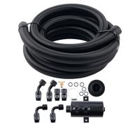 Aluminium 0.75L Baffled Oil Catch Can Bottle AN10 Air Filter +3M Nylon Hose