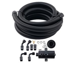 Aluminium 0.75L Baffled Oil Catch Can Bottle AN10 Air Filter +3M Nylon Hose