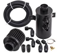 Aluminium 0.75L Baffled Oil Catch Can Bottle AN10 Air Filter +3M Nylon Hose New