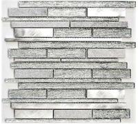 Aluminiummosaik Vetro Pietra Naturale Bianco/Argento Mix Cucina Wc Art: