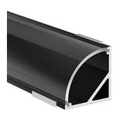 Alumino Profilo in alluminio a LED nero, 100 cm, profilo angolare, copertura trasparente, per strisce LED da 12 mm, Weser