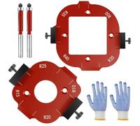Aluminum Alloy Arc Cutting Jig - Router Corner Radius Templates for Woodworking | Large Small Precision Templates with Milling Cutters and Gloves, Carpentry Auxiliary Tool for Routing Tasks