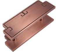 Aluminum Alloy Door Handle for Hotel Door, 8cm Wide Pulls with Pattern Carved, Vintage Solid Double-Sided Handle Poles, Easy Installation(Red Copper,30cm/11 3/4in)