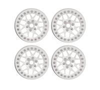 Aluminum Alloy RC Car Wheel Hub 2.2 inch | Beadlock Wheels for 1/10 Scale RC Cars | CNC Machined for Brand X Defender/Axial SCX10 / SCX10 II | Heavy Duty & Abrasion Protection (Silver)