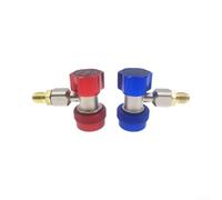 Aluminum Brass AC Adapter Connector R134a System | Red high pressure, blue low pressure, R134a compatible, quick connect design, easy operation
