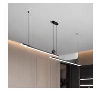 Aluminum Dining Room Chandelier Modern Nordic Black Geometric Strip Light Office Dining Table Island Light