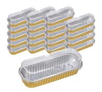Aluminum Foil Mini Loaf Pans - 20pcs 200ml Baking Cups, Nonstick Dessert Containers, Lids Included | Muffin Cupcake Preparation Holders, Home Kitchen Bakeware Set, Reusable Heat Resistant Material