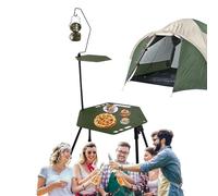 Aluminum Folding Picnic Table - Multifunctional Portable Outdoor Table With Stable Base, Detachable Light Stand, Easy-To-Carry Design And Anti-Skid Structure | Compact Travel For Camping, Road T