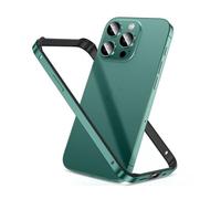 Aluminum Frame Metal Bumper Frame Phone Case for iPhone 12 13 14 15 Pro Max Plus,Slim Naked Feeling Heat Dissipation Hard Cover with Soft Inner Bumper,Raised Edge Protection (15 pro, Green)