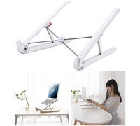 Aluminum Laptop Stand Foldable Portable Adjustable Height Computer Tablet Holder White