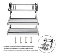Aluminum Manual Double Pull Out Drop Down Folding Step Motorhome RV Campervan A