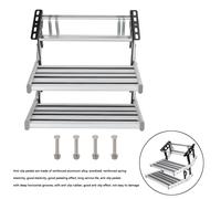 Aluminum Manual Double Pull Out Drop Down Folding Step Motorhome RV Campervan A