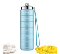 Aluminum Pill Box - Weekly Medicine Dispenser, Waterproof Moisture Proof Container | Seven Labeled Slots Cylinder, Compact Pocket Sized Vitamin Holder For Business Trips Office Adult Men Care