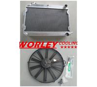 Aluminum radiator and 14" fan for Mazda RX7 Series 1 2 3 S1 S2 S3 SA/FB 79-85 MT