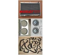 Aluminum radiator + BLACK silicone hose + shroud + fan for SILVIA S13 CA18DET MT