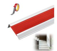 AluminumProtect - Striscia per scale, impermeabile, antiscivolo, per scale, profilo hing, rivestimento sicuro per scale, rosso, larghezza 5,5 cm
