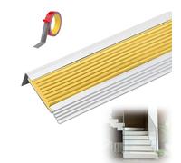 AluminumProtector per scale, Rivestimento antiscivolo Ed, Nasello impermeabile per scale, Ringhiera sicura per scale, Striscia gialla 5,5 cm h, Protezione scale