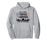 Alumni DD214: Ho servito, Sono Sopravvissuto, Ho i Documenti Felpa con Cappuccio, Unisex per Adulti, Grigio Melange, XXL