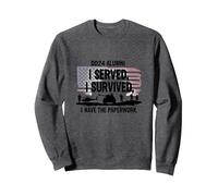 Alumni DD214: Ho servito, Sono Sopravvissuto, Ho i Documenti Felpa, Unisex per Adulti, Grigio Scuro, XXL