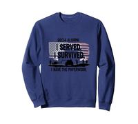 Alumni DD214: Ho servito, Sono Sopravvissuto, Ho i Documenti Felpa, Unisex per Adulti, Navy, S