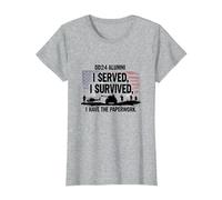 Alumni DD214: Ho servito, Sono Sopravvissuto, Ho i Documenti Maglietta, Donna, Grigio Melange, 3XL