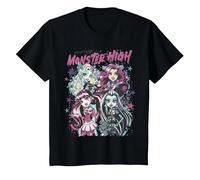 Alumni di Monster High - Draculaura Frankie Lagoona Clawdeen Maglietta, Bambini, Nero, 12 Anni