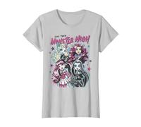 Alumni di Monster High - Draculaura Frankie Lagoona Clawdeen Maglietta, Donna, Argento, 3XL