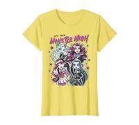 Alumni di Monster High - Draculaura Frankie Lagoona Clawdeen Maglietta, Donna, Limone, XL