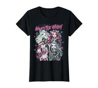 Alumni di Monster High - Draculaura Frankie Lagoona Clawdeen Maglietta, Donna, Nero, S