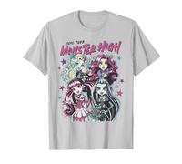 Alumni di Monster High - Draculaura Frankie Lagoona Clawdeen Maglietta, Uomo, Argento, XL