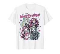 Alumni di Monster High - Draculaura Frankie Lagoona Clawdeen Maglietta, Uomo, Bianco, L