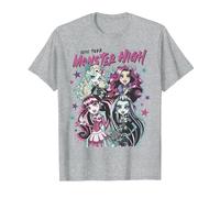 Alumni di Monster High - Draculaura Frankie Lagoona Clawdeen Maglietta, Uomo, Grigio Melange, 4XL