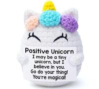 ALUNME Novità bambola all'uncinetto strana roba regalo, graziosa piccola decorazione lavorata a maglia con biglietto fantastico, regalo divertente per Natale e laurea, elefante bianco per amici