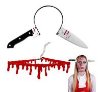 ALUNME Set costume da infermiera sanguinante per Halloween, grembiule da infermiera, guanti, siringa, fascia adesiva per tatuaggi, kit uniforme da infermiera insanguinata da donna (coltello forcina